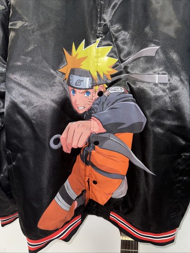 Naruto Allover Embroidered Satin Bomber Jacket Japanese Anime Men's Size XL - Picture 4 of 11