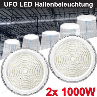 2X UFO LED Hallenbeleuchtung 1000W Industrielampe High bay Hallenstrahler Lampe