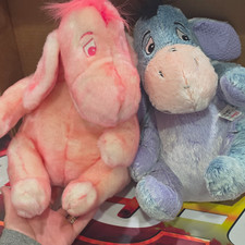 Disney Store Eeyore Plush Lot 2 Blue Pink