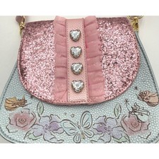 Disney Cinderella Fairy Godmother Pink Floral Sequin Crossbody Purse