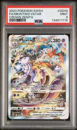 2023 POKEMON SWORD & SHIELD CROWN ZENITH #GG44 FULL ART/MEWTWO VSTAR PSA 9