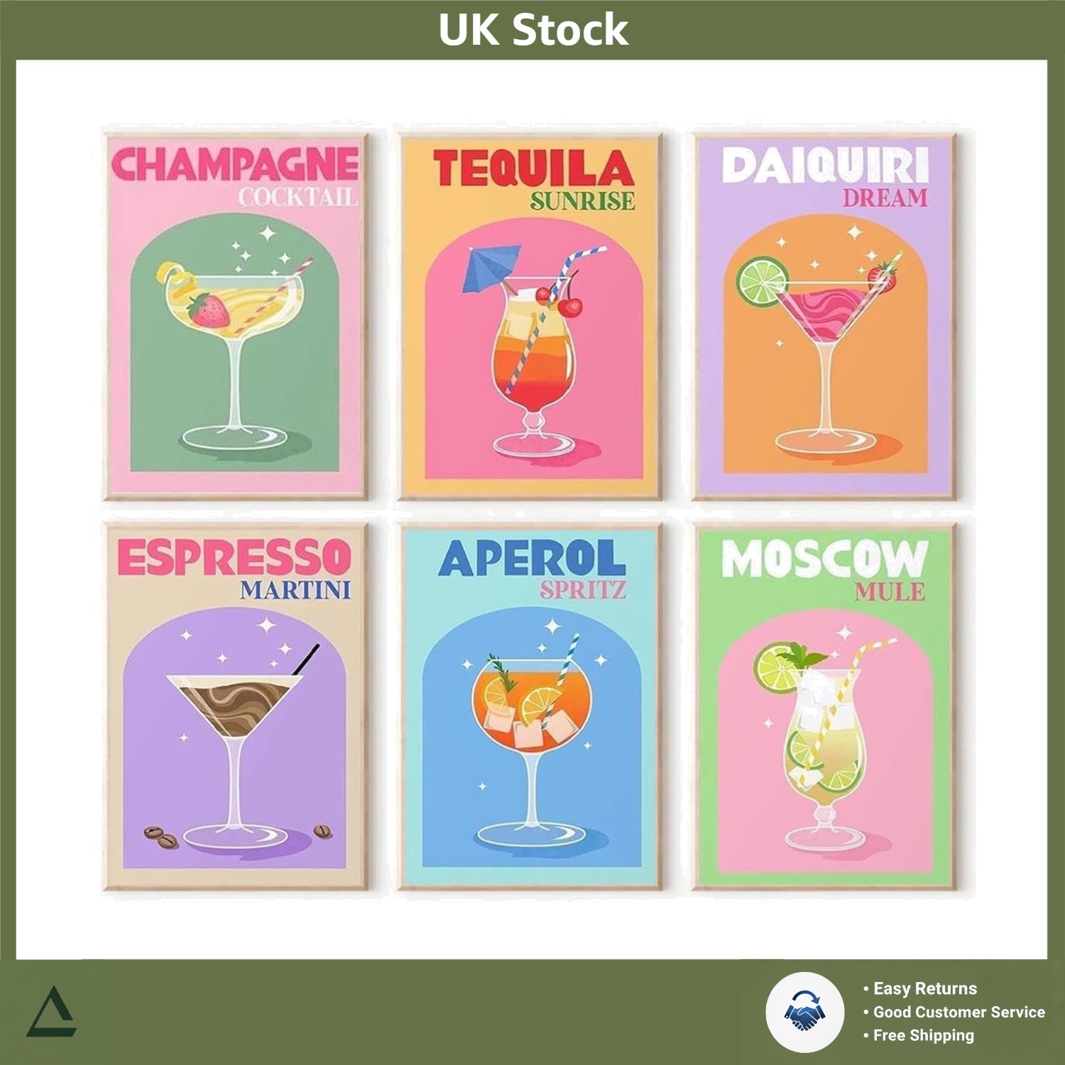 Easy DIY Adult Paint By Numbers Kit Clear Canvas Wall Decor 6 Pack 8x12in