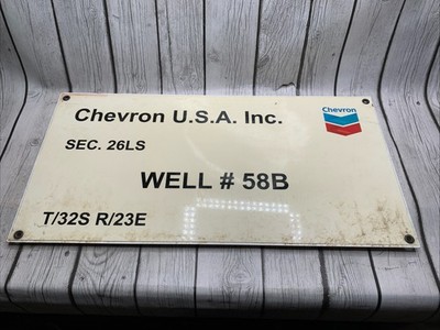 Chevron Oil Well Lease Identification Sign #58B Thin Metal