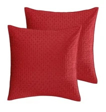 Cross Stitch Red Solid Euro Sham Set of 2 -  One Euro Sham Red - Levtex Home