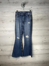 Arizona Jean Co Jeans Womens 4 Blue Hi Rise Curvy Flare Distressed Stretch