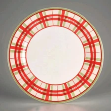 Lenox Dinner Plate Holiday Gatherings Red Green White Plaid 11.25" Bone China