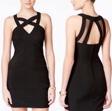 Crystal Doll Juniors Black Bodycon Halter Cut Out Mini Dress Baddie Y2K  Club 3