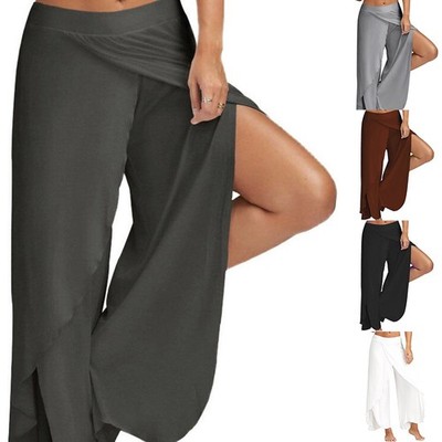 Damen Komfort Yogahose Sports Freizeithose Lange mit Bauchkontrolle Fitnesshose
