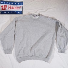 Hanes Ultimate Cotton Crewneck Sweatshirt Grey Blank See Measurements Vintage