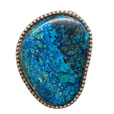 Large Beautiful Chrysocolla Blue Green Stone Sterling Silver Ring Size 8