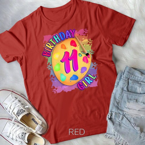 Birthday Girl 11 Year Old Art Painting Party 11th Birthday Unisex T-shirt - Picture 6 of 11