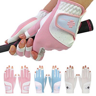1 Pair Women's Golf Gloves Leakage Finger Touch Screen Non-Slip Sports Gloves