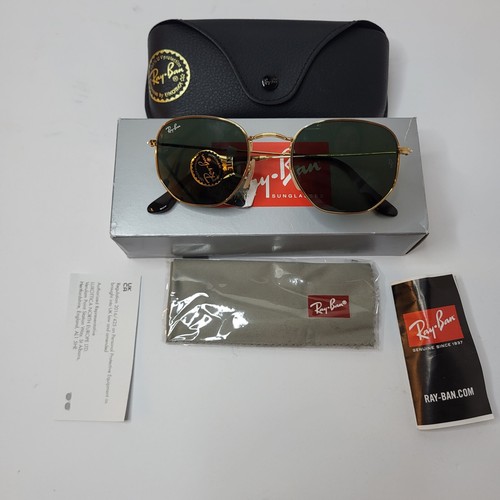 Ray Ban Hexagonal Flat Green Classic Sunglasses RB3548N 001 51-21 Men's Frame - Picture 2 of 9