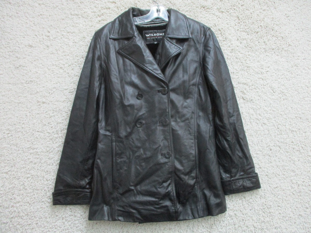 VINTAGE Wilsons Leather Coat Jacket Medium Adult Black
