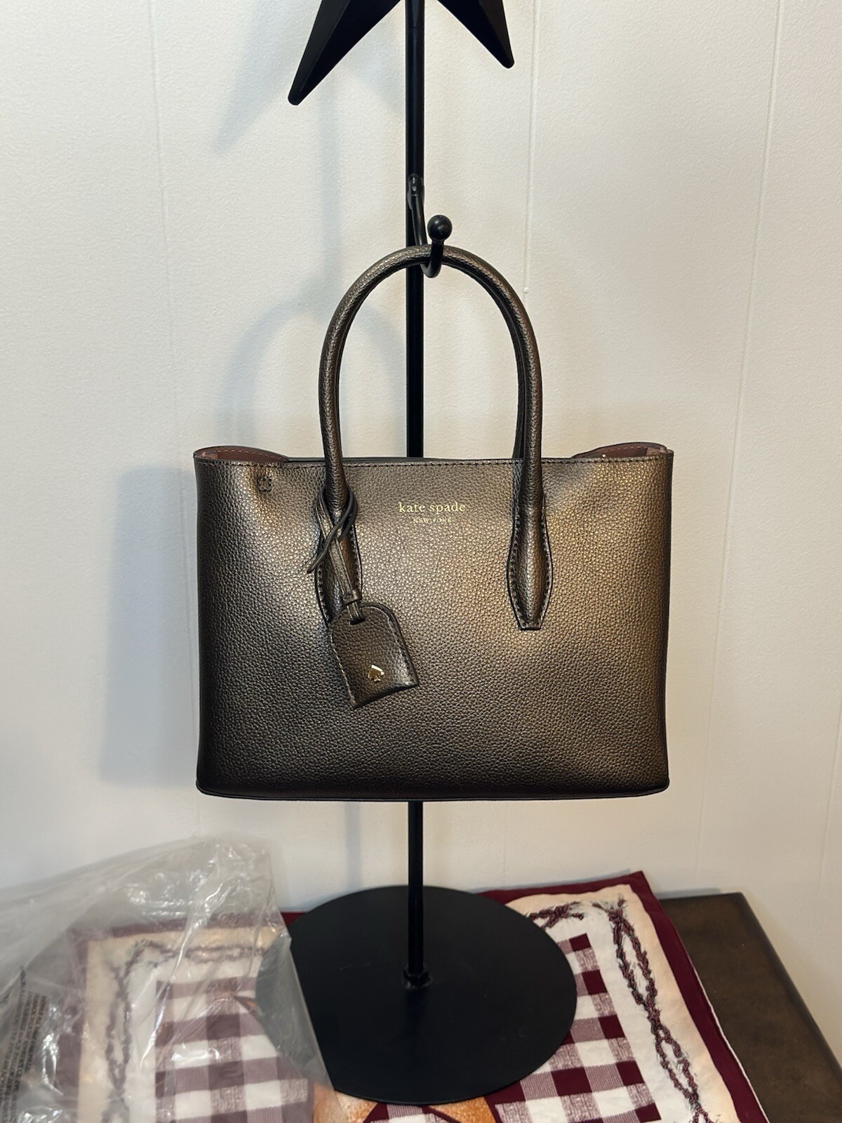 Kate Spade New York Eva Small Top Zip Crossbody Bag in Metallic Ash – $329 MSRP