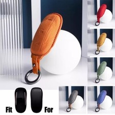 Suede Leather Car Remote Key Case Cover Bag Keychain For Tesla Model X 2016-2020