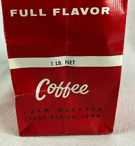 Farm Market Marke Kaffee Papiertüte gemahlen im Laden Zeder Stromschnellen Iowa Vintage - Bild 5 von 8