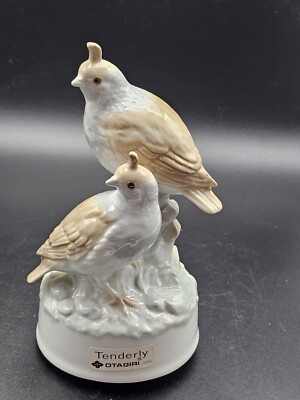 Vintage OTAGIRI Rotating Wind Up Music Box Quail Birds Plays ''Tenderly'' Japan
