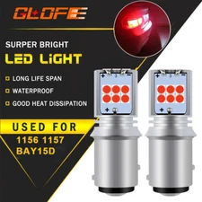 2X GLOFE 1157 2057 BAY15D Bright Red LED Stop Turn Signal Brake Tail Light Bulbs