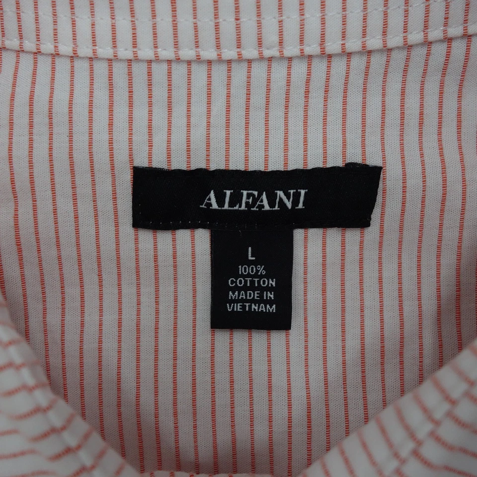 Alfani Casual Button-Up Shirt Men's Size Large Pink Striped Long Sleeve Cotton  - Image 3 of 4