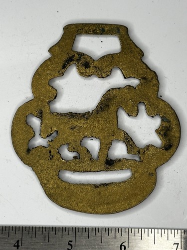 Brass Horse Medallion Vintage English - Picture 2 of 2