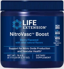 NITROVASC  BOOST Berry Flavor NITRIC OXIDE VASCULAR HEALTH 1500mg LIFE EXTENSION