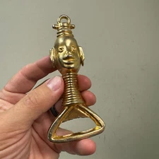 Vtg c.1960s Ndebele African Ring Neck Tribal Woman Brass Bottle Opener MCM