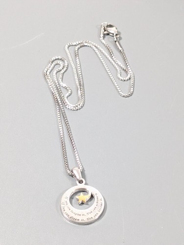 Dream Achieve Believe Two Tone Star Round Pendant Necklace 19 inches - Picture 3 of 7