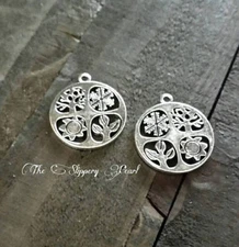 Silver Charms 4 Seasons Pendants Nature Jewelry Making Supplies Round 4pcs