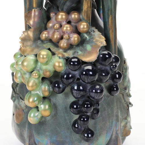 Edda Amphora Austria Vase Turn Teplitz Heliosine Glaze Stalactites - Picture 3 of 19