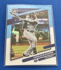 2021 Donruss Optic Carolina Blue & White #128 Charlie Blackmon Colorado Rockies