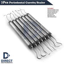 7Pcs Dental Montana Jack Sickle Scaler Posterior Nevi Gracey Curettes Barnhart