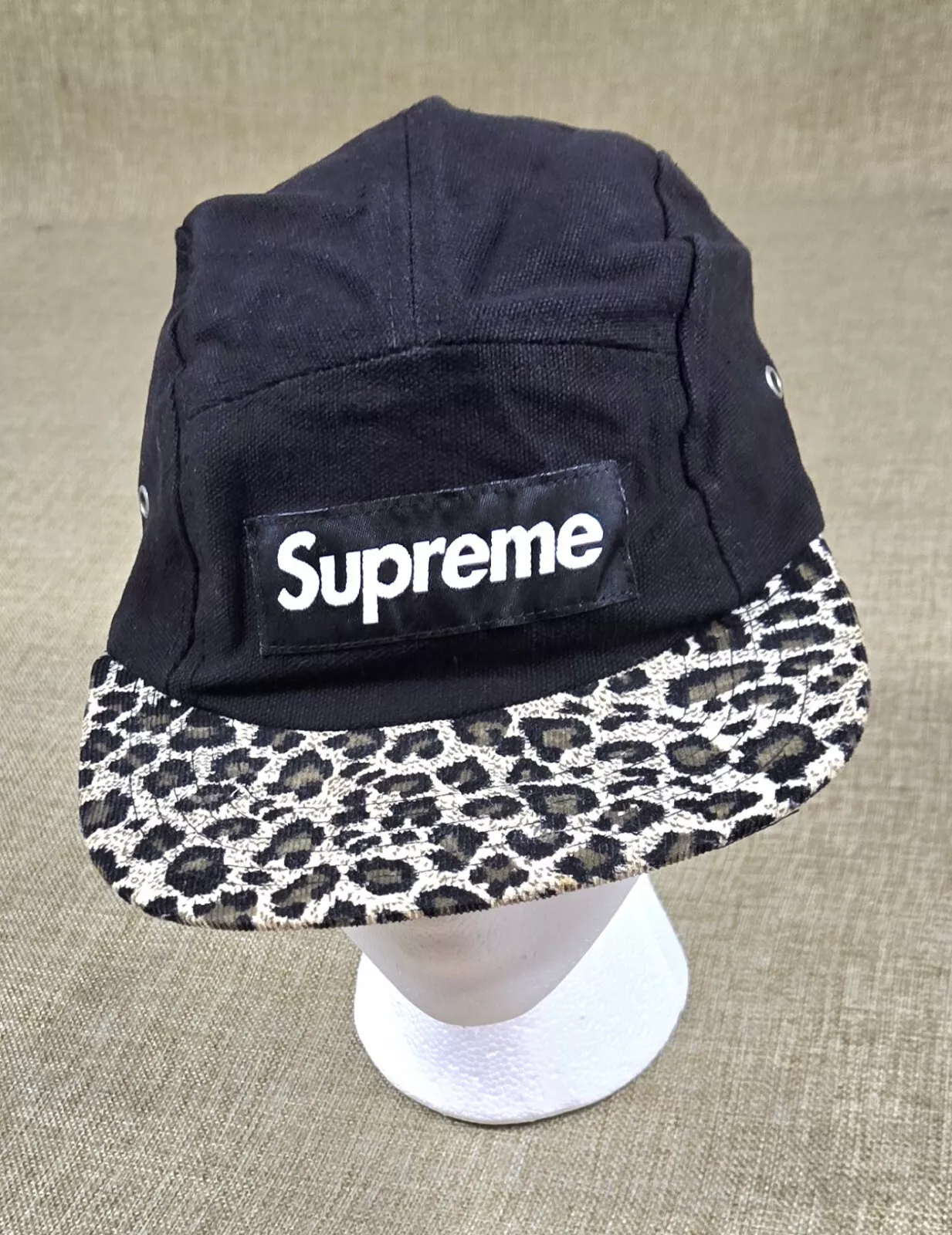Casquette de pointe léopard noir Supreme 5 panneaux léopard Safari Tyler the Creator fabriquée aux États Unis
