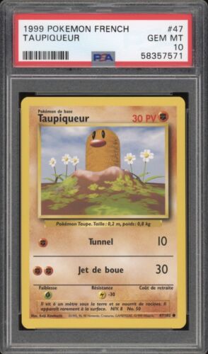1999 Pokemon FRENCH Unlimited Base Set Taupiqueur-Diglett 47/102 PSA 10 GEM MINT - Photo 1/2