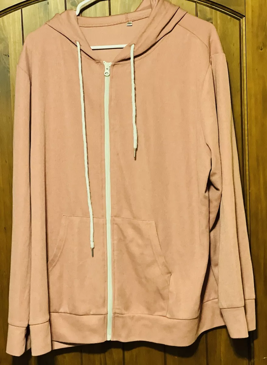 Hoodie Sweatshirt Peach Color Womens Full Zipper Sweatshirt