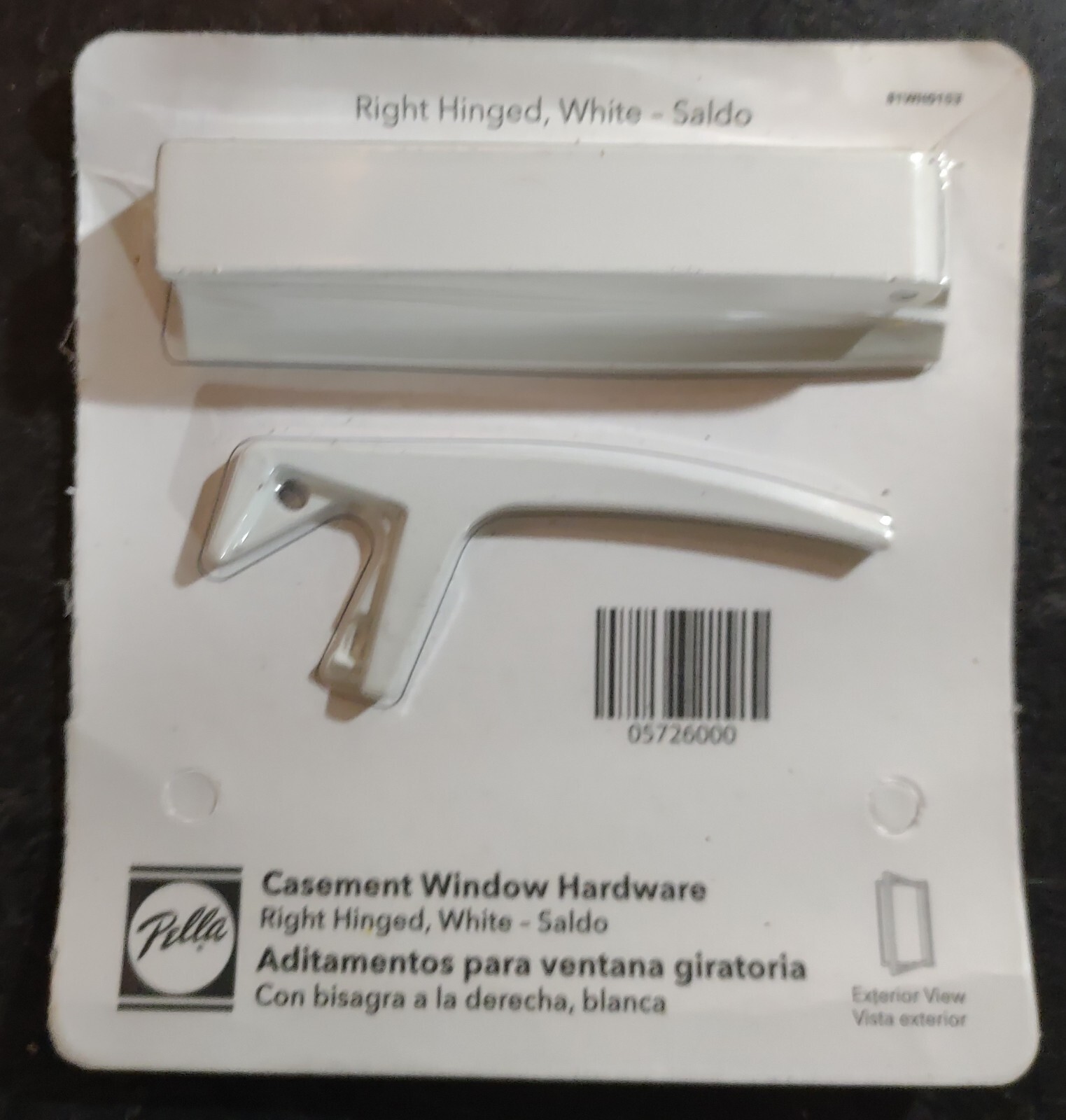 PELLA SALDO RIGHT HINGE WHITE CASEMENT HARDWARE ARCH SERIES