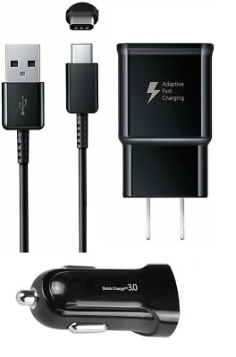 CAR+FAST WALL ADAPTER+USB-C CABLE FOR SAMSUNG GALAXY S8,S8+,S8