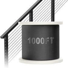 1000FT 1/8" Black Deck Railing Cable T316 Stainless Steel Cable with 7x7 Strands