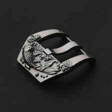 Stainless Steel Watch Pin Buckle Wristwatch Clasp Watch Part Fish Embossed 20-24