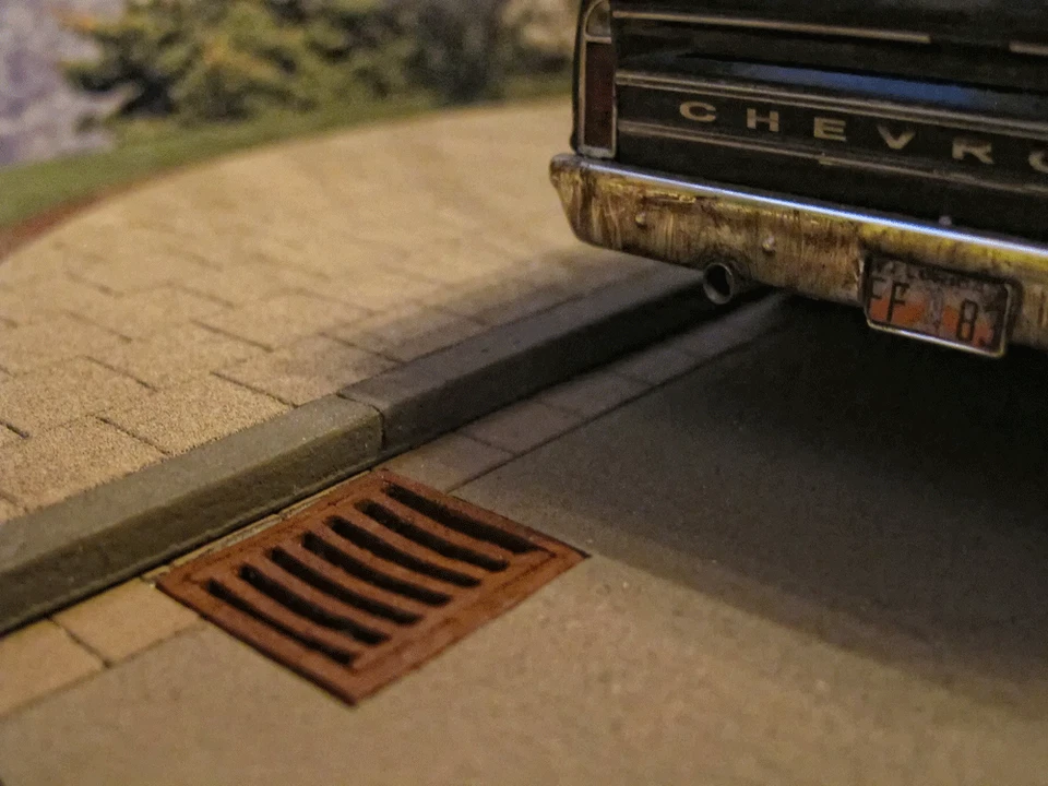 DIORAMAFREAK Gulli Gullideckel Schachtdeckel eckig RC LKW Panzer Diorama Deko Zubehör 1/16