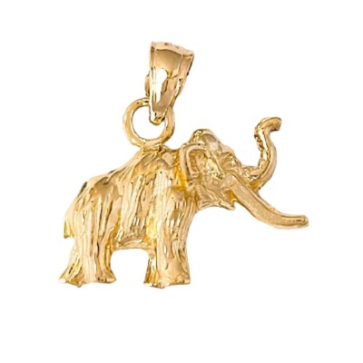 14k Gelbgold Mammut Elefant 3D Massiv Anhänger/Charm, Made in USA