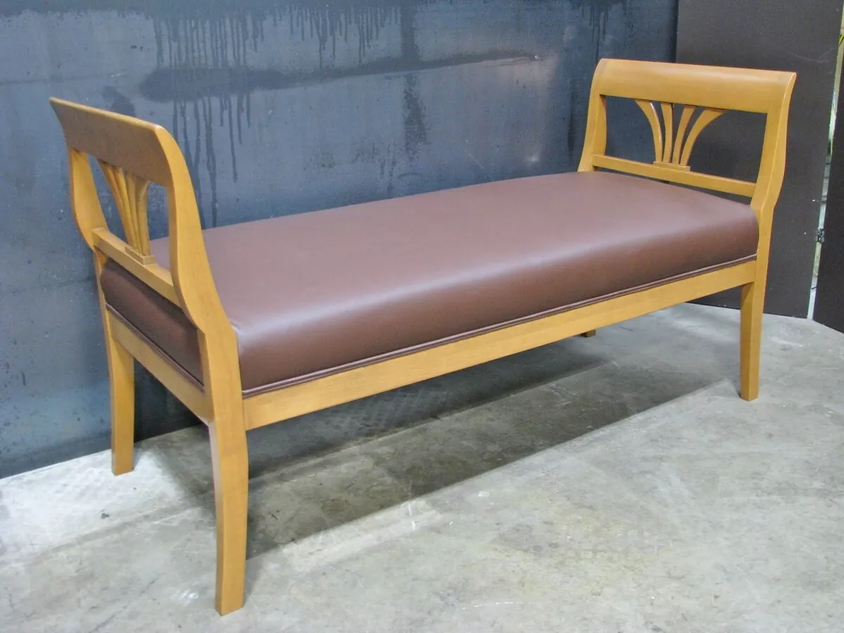 High End Custom Fruitwood Biedermeier Style Bench Leather Upholstery Mint 2