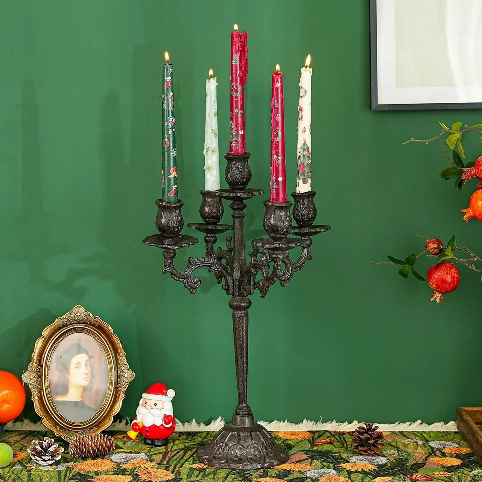 Candelabro de hierro fundido - Candelabro vintage - 17 pulgadas de alto 5 brazos Foto 4 de 4