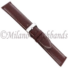 22mm Milano Brown Padded Stitched Genuine Leather Mens Watch Band 19060
