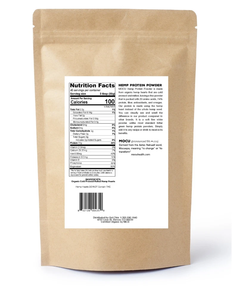 CERTIFIED ORGANIC HEMP PROTEIN POWDER - 74% PROTEIN - Image 4 of 4