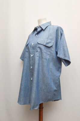 Vintage Montgomery Ward mens button down shirt blue 2X 70s