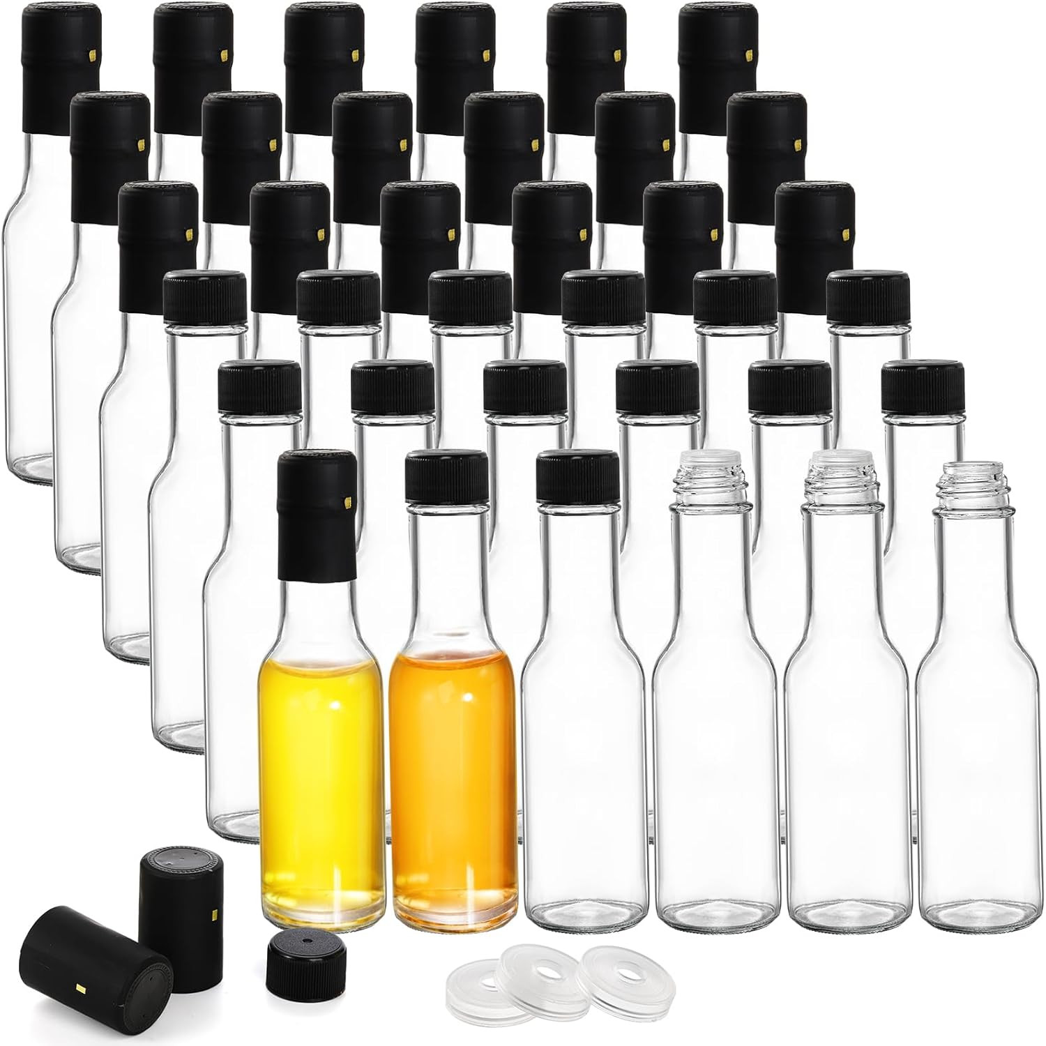 35 Pack Small Glass Bottle 3Oz Glass Woozy Bottle Empty Mini Hot Sauce Bottles C