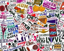 50 pcs "Cheerleading" Sticker Pack Cheer Mom Team Speak Good Luck Sports Decals