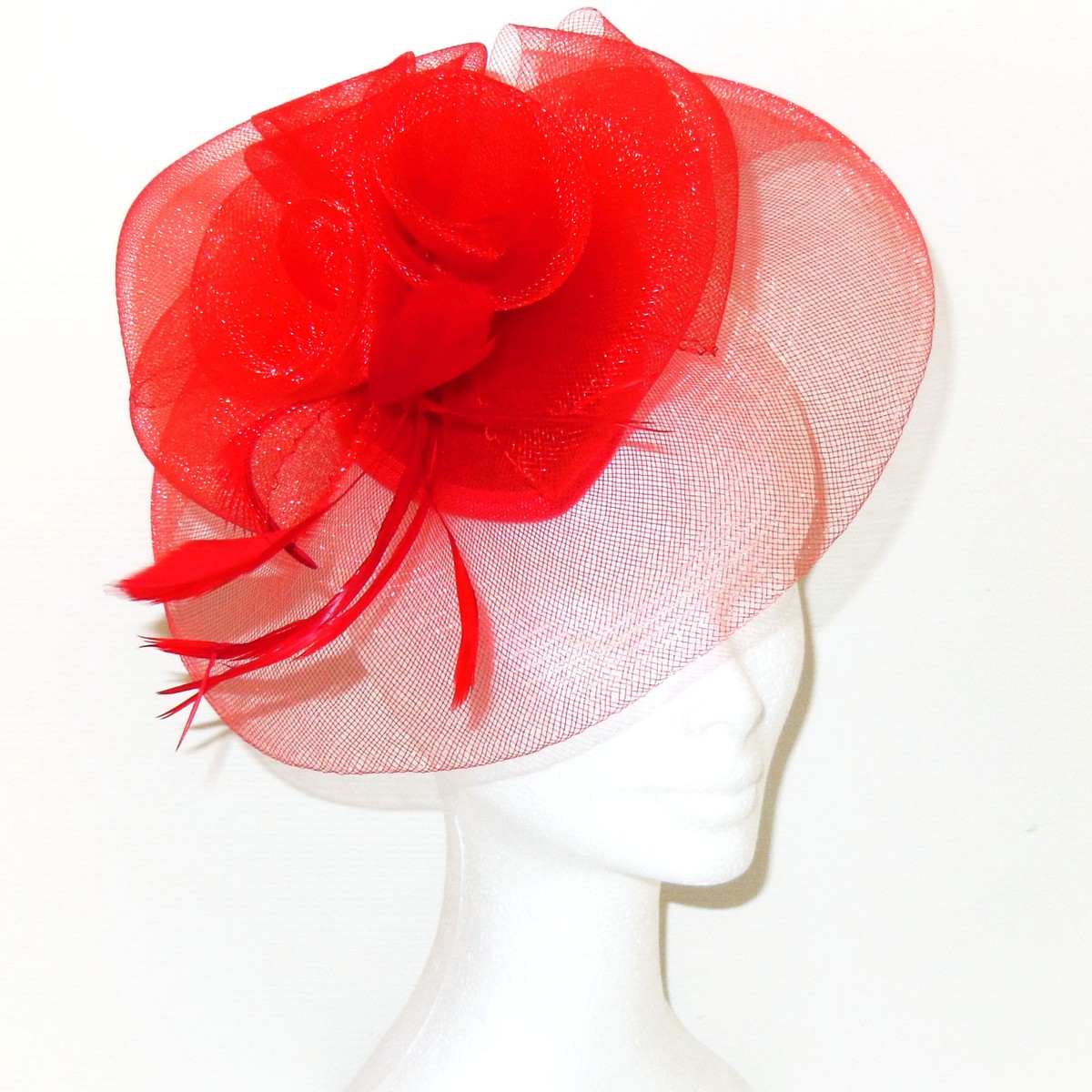 Fascinator Blu Navy Per Matrimoni - Cappello Decorato Con Piume E Perline - Foto 2