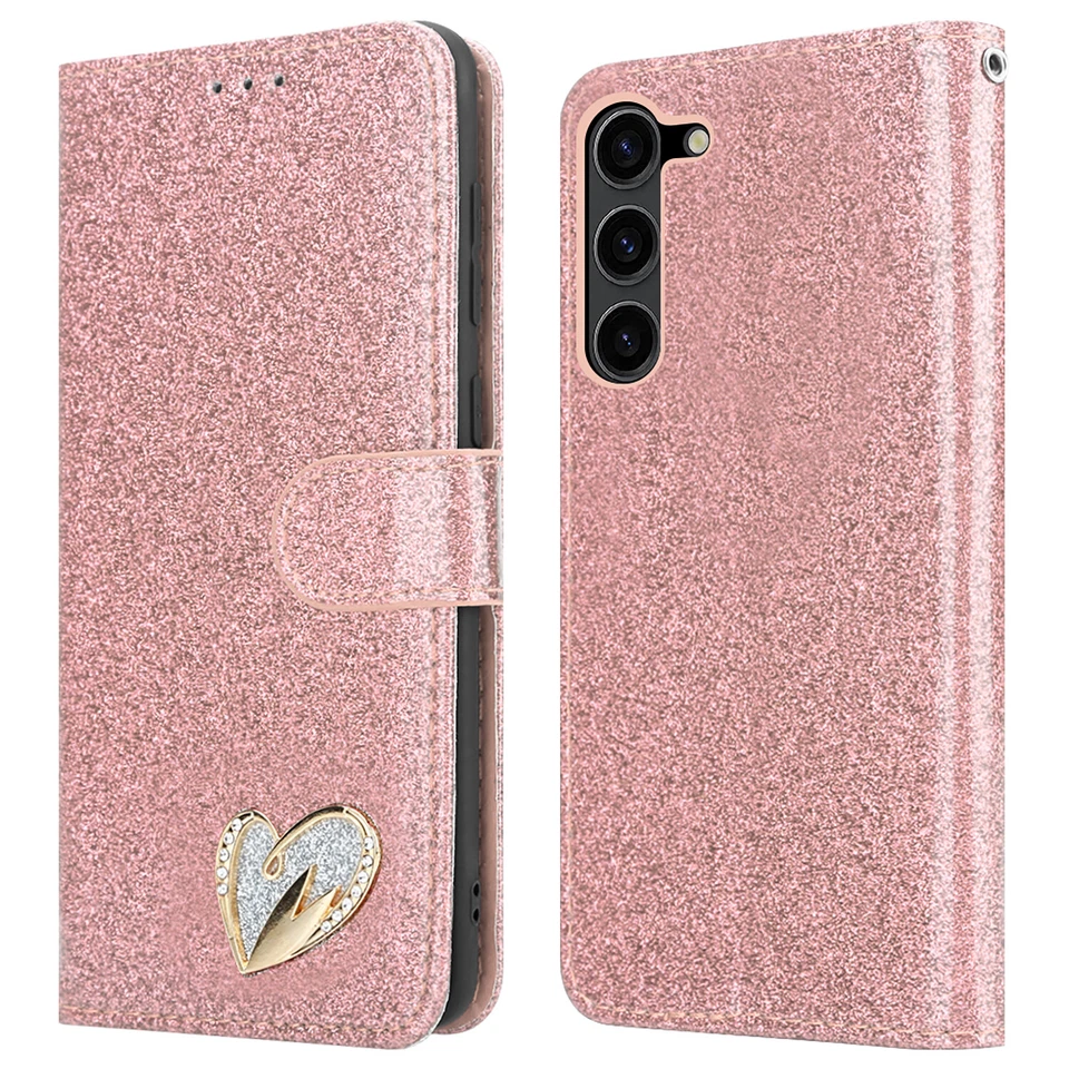 For Samsung Galaxy S23 Ultra S23 S23+ Phone Case Shiny Leather Flip Wallet Cover - Image 4 of 4